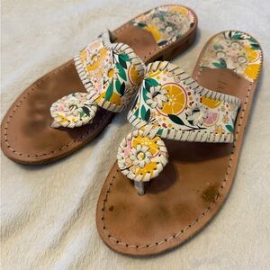 Lemon and Floral Jack Rodgers Leather Sandals